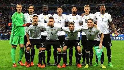 L'équipe d'Allemagne, avant sa rencontre face à la France, au Stade de France (Seine-Saint-Denis), vendredi 13 novembre 2015.&nbsp; (GREIG COWIE / BACKPAGE IMAGES LTD / AFP)