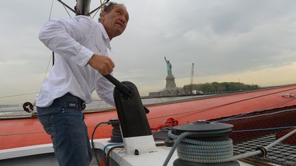 Le navigateur fran&ccedil;ais Francis Joyon, le 16 mai 2013 &agrave; New York (Etats-Unis). (EMMANUEL DUNAND / AFP)