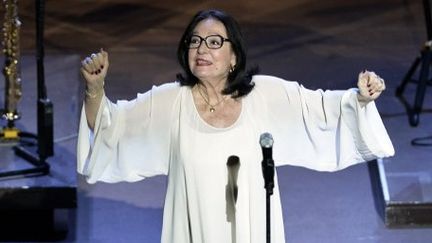 Nana Mouskouri en concert à Athènes, le 14 juillet 2014
 (LOUISA GOULIAMAKI / AFP)