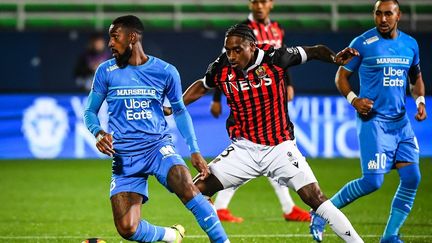 Nice affronte l'OM au stade de l'Aube (Troyes) pour le match à rejouer de la troisième journée de Ligue 1. (MATTHIEU MIRVILLE / DPPI via AFP)