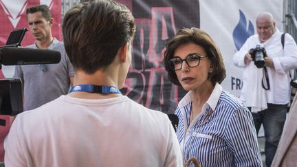 Rachida Dati, la ministre de la Culture démissionnaire, au Club France à Paris, le 8 août 2024. (PASCAL SONNET / HANS LUCAS / AFP)