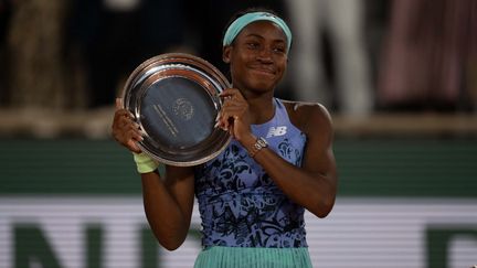 Coco Gauff après sa finale perdue à Roland-Garros, le 4 juin 2022. (MINE KASAPOGLU / ANADOLU AGENCY / AFP)