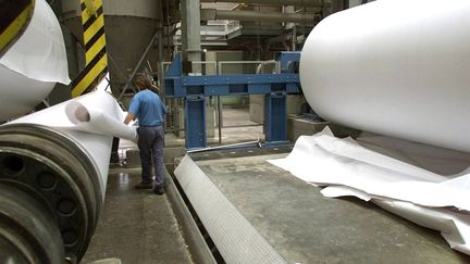 Un ouvrier de la papèterie Condat, dans l'usine de Dordogne. Image d'illustration. (MAXPPP)