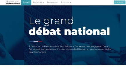 Capture d'écran de la page d'accueil du site internet du grand débat national, le 16 janvier 2019. (GRANDDEBAT.FR)