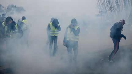 Des&nbsp;"gilets jaunes" manifestent à Paris, le 5 janvier 2019. (ABDUL ABEISSA / AFP)