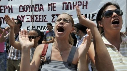 Manifestations contre les mesures d'austérité à Athènes (29 juin 2010) (AFP / Louisa Gouliamaki)