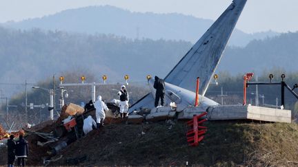 Le Boeing 737-800 accidenté à l'aéroport de Muan, en Corée du Sud, le 1er janvier 2025. (YONHAP / AFP)