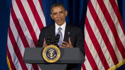 Le pr&eacute;sident am&eacute;ricain Barack Obama &agrave; New York (Etats-Unis), le 13 mai 2013. (SAUL LOEB / AFP)