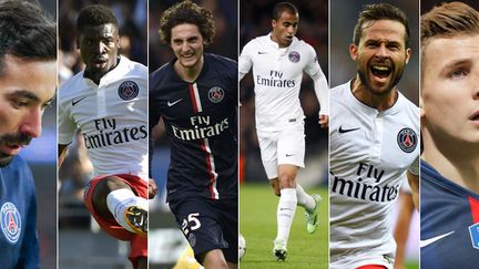 Ezequiel Lavezzi, Serge Aurier, Adrien Rabiot, Lucas, Yohan Cabaye et Lucas Digne, les joueurs du PSG