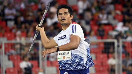 Le Français&nbsp;Felise Vahai-Sosaia lors du concours du lancer de javelot des Jeux Méditérranéens, le 2 juillet 2022 à Oran (Algérie). (HERVIO JEAN-MARIE / KMSP via AFP)