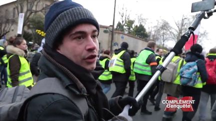 "Complément d'enquête" a suivi Gabin Formont, le fondateur du média "Vécu", à une manifestation des "Gilets jaunes" (COMPLÉMENT D'ENQUÊTE/FRANCE 2)