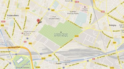 Situ&eacute; &agrave; l'ext&eacute;rieur de la ville, le cimeti&egrave;re parisien de Pantin d&eacute;pend de la mairie de Paris. (FRANCETV INFO / GOOGLE MAPS)