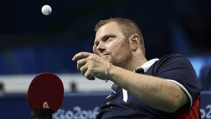 Fabien Lamirault,&nbsp;double médaillé d'or à Rio, dispute sa finale de tennis de table aux Jeux paralympiques de Tokyo,&nbsp;lundi 30 août. (MAXPPP)