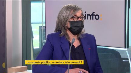 Catherine Guillouard, PDG du groupe RATP, était l'invitée éco de franceinfo mardi 11 mai 2021. (FRANCEINFO / RADIOFRANCE)