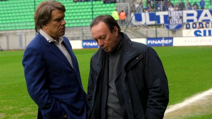 Bernard Tapie et Marc Fratani, le 22 juillet 2007, à Marseille. (MAXPPP)