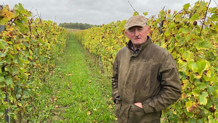 Laurent Sellié, agriculteur et néovigneron dans les Hauts-de-France. (EDOUARD MARGUIER - FRANCEINFO - RADIO FRANCE)