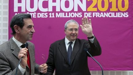 Jean-Paul Huchon et Jean-Paul Planchou, le 13 décembre lors du lancement de sa campagne pour les régionales. (AFP - François Guillot)