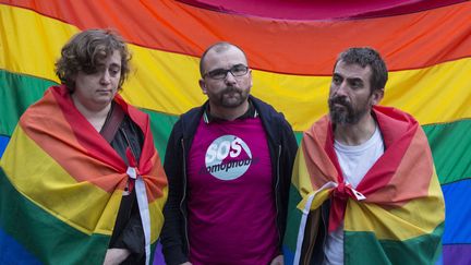 Manifestation contre l'homophobie à Paris le 12 juin 2016. (GEOFFROY VAN DER HASSELT / AFP)