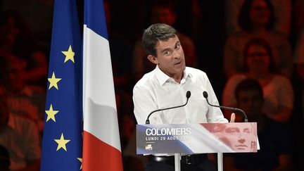 Le Premier ministre, Manuel Valls, lors d'un meeting à Colomiers (Haute-Garonne), le 29 août 2016. (PASCAL PAVANI / AFP)