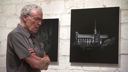 L'architecte dessinateur François-Xavier Legenne présente 80 dessins de la cathédrale d'Amiens au prieuré d'Airaines (Somme) (France 3 Picardie)