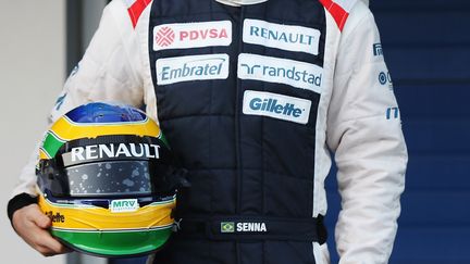 Les sponsors du pilote de F1 Bruno Senna, le 7 f&eacute;vrier 2012. (MARK THOMPSON / GETTY IMAGES)