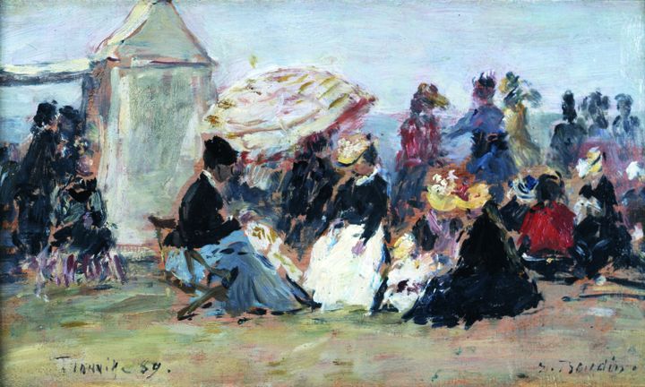 &nbsp; (BOUDIN, Eugène-Louis (1824-1898) Scène de plage à Trouville [s.d] 28 x 40 cm - Huile sur panneau - Collection particulière - Courtesy Galerie de la Présidence, Paris © Galerie de la Présidence, Paris)