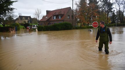 L'Yser déborde à&nbsp;Esquelbecq (Nord), le 28 novembre 2021. (MAXPPP)