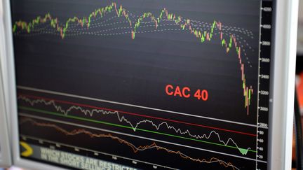 Un &eacute;cran affiche le cours du CAC 40, le 16 ao&ucirc;t 2011 &agrave; Paris.&nbsp; (BERTRAND GUAY / AFP)