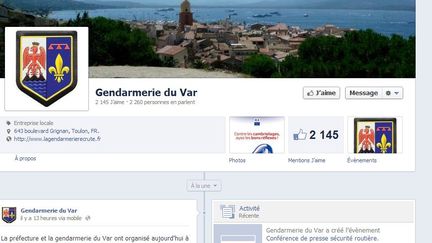 La toute nouvelle page Facebook de la gendarmerie du Var. (FACEBOOK / FRANCETV INFO)