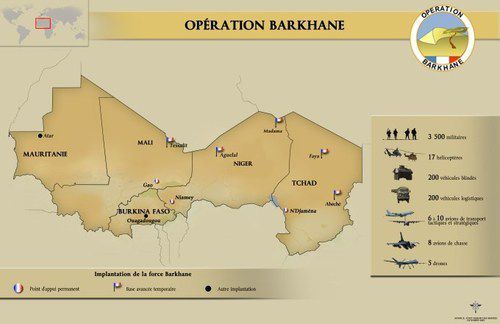 Les implantations des troupes françaises dans les pays du Sahel. (Armée française)