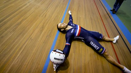 A Cali, en février, François Pervis avait régné sur le sprint mondial en décrochant 3 titres (LUIS ROBAYO / AFP)