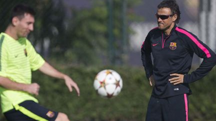 Lionel Messi à l'entraînement sous l'oeil de Luis Enrique