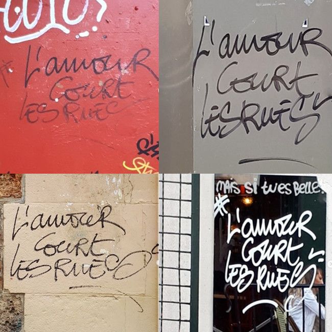 Tag&nbsp;"L'amour court les rues" dans le 18ème arrondissement de Paris (STEPHANIE BERLU / RADIOFRANCE)