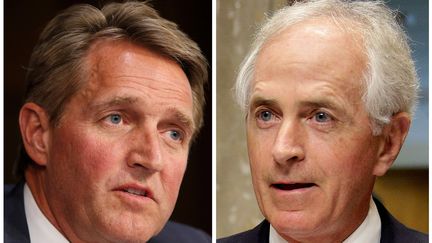 A&nbsp;l'occasion de l'annonce de leurs prochains départs, les deux sénateurs républicains, Jeff Flake, à gauche, et Bob Corker, à&nbsp;droite, ont libéré leur parole contre Donald Trump. (REUTERS  STAFF)