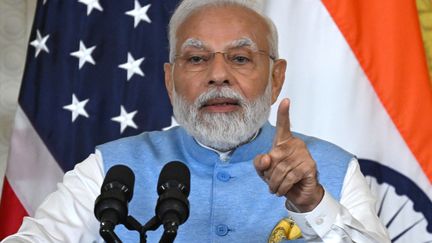 Le Premier ministre indien, Narendra Modi, à la Maison Blanche, aux Etats-Unis, le 22 juin 2023. (ANDREW CABALLERO-REYNOLDS / AFP)