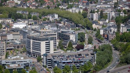 Une vue aérienne du CHU de Rouen (Seine-Maritime), le 15 juillet 2017. (GILLES TARGA/ AFP)