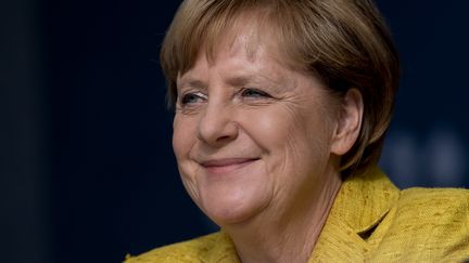 La chancelière allemande Angela Merkel lors d'un meeting de campagne à Domplatz, en Allemagne, le 18 septembre 2017.&nbsp; (SVEN HOPPE / DPA)