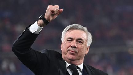 Carlo Ancelotti a remporté sa quatrième Ligue des champions, samedi 28 mai, face à Liverpool. (ANNE-CHRISTINE POUJOULAT / AFP)