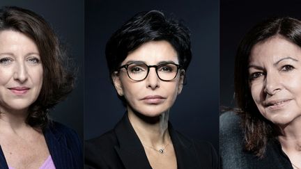 De gauche à droite, les trois candidates à la mairie de Paris : Agnès Buzyn, Rachida Dati et Anne Hidalgo. (JOEL SAGET / AFP)