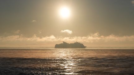 Un ferry navigue sur la mer Baltique, au large des côtes allemandes, le 20 novembre 2024. (MARCUS BRANDT / DPA / AFP)