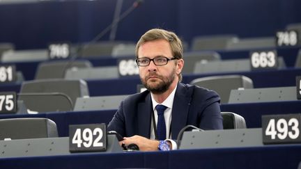 Le directeur de campagne adjoint de Nicolas Sarkozy en 2012, J&eacute;r&ocirc;me Lavrilleux, au Parlement europ&eacute;en, &agrave; Strasbourg, le 1er juillet 2014. (G. VARELA / SIPA)