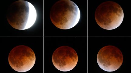 &nbsp; (Les différentes phase d'une éclipse totale de Lune. Photo d'illustration © Maxppp)