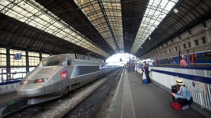 Un TGV dans la gare Saint-Jean, &agrave; Bordeaux (Gironde), le 9 juillet 2012. La ligne TGV Bordeaux-Hendaye fait partie des projets renvoy&eacute;s apr&egrave;s 2030. (LOIC VENANCE / AFP)