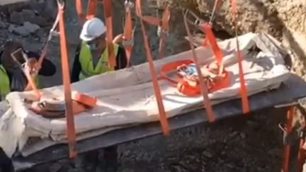 Une sépulture vieille d'au moins&nbsp;16 siècles a été découverte dans les sous-sols d'Arras dans le Nord. Image capturée d'une vidéo de la ville, du 21 septembre 2020. (CAPTURE D'ECRAN / VILLE D'ARRAS)