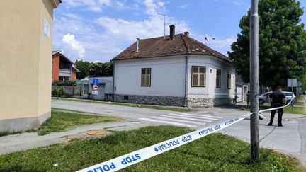 La maison de retraite où une fusillade a eu lieu à Daruvar (Croatie), le 22 juillet 2024. (NIKOLA BLAZEKOVIC / AFP)