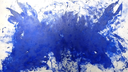 &quot;La grande anthropophagie bleue&quot; Hommage à Tennessee Williams - 1960, pigment pur, résine, papier marouflé sur toile, 407×275 cm
 (Yves Klein)