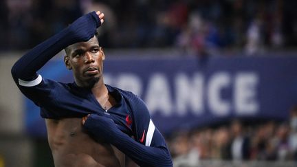 Paul Pogba, à l'issue du match nul des Bleus contre la Bosnie-Herzégovine, mercredi 1er septembre, à l'occasion des éliminatoires de la Coupe du monde 2022. (FRANCK FIFE / AFP)