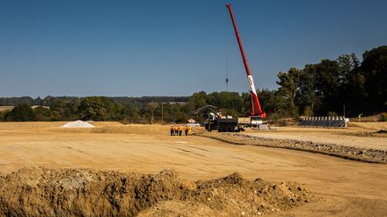 Earthworks on the A69 construction site, in Soual (Tarn), October 11, 2023. (JC MILHET / HANS LUCAS / AFP)