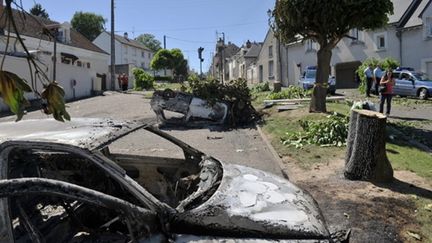 A Saint-Aignan, après l'attaque menée par des gens du voyage suite à la mort d'un des leurs, le 17 juillet (AFP/ALAIN JOCARD)