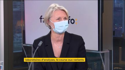 Sylvie Cado, PDG des laboratoires Cerba, invitée éco de franceinfo, lundi 15 février 2021. (FRANCEINFO)